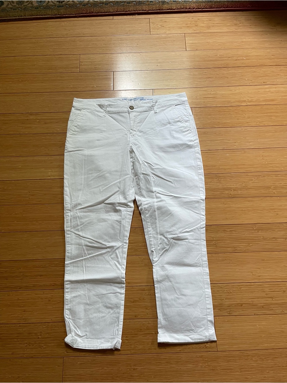 Gap White Straight-Leg Cotton Pants. Skinny boyfriend size 12.